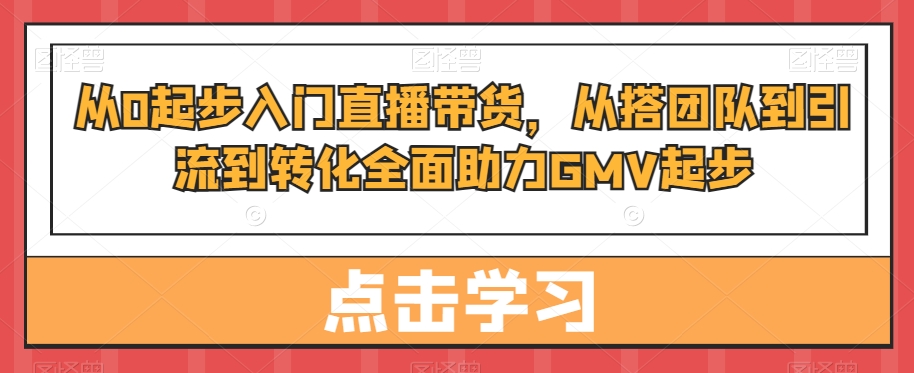 从0起步入门直播带货，​从搭团队到引流到转化全面助力GMV起步-16888副业资讯