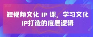 短视频文化IP课，学习文化IP打造的底层逻辑-16888副业资讯