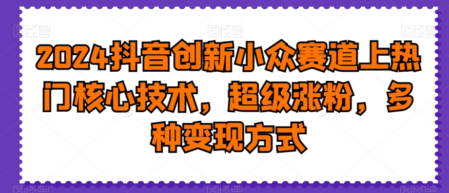 2024抖音创新小众赛道上热门核心技术，超级涨粉，多种变现方式【揭秘】-16888副业资讯