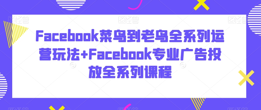 Facebook菜鸟到老鸟全系列运营玩法+Facebook专业广告投放全系列课程-16888副业资讯