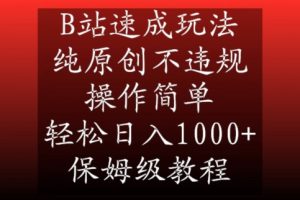 B站速成玩法，纯原创不违规，操作简单，轻松日入1000+，保姆级教程【揭秘】-16888副业资讯