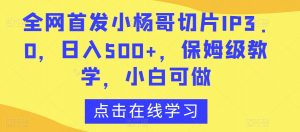 全网首发小杨哥切片IP3.0，日入500+，保姆级教学，小白可做【揭秘】-16888副业资讯