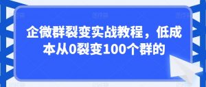 企微群裂变实战教程,低成本从0裂变100个群的-16888副业资讯