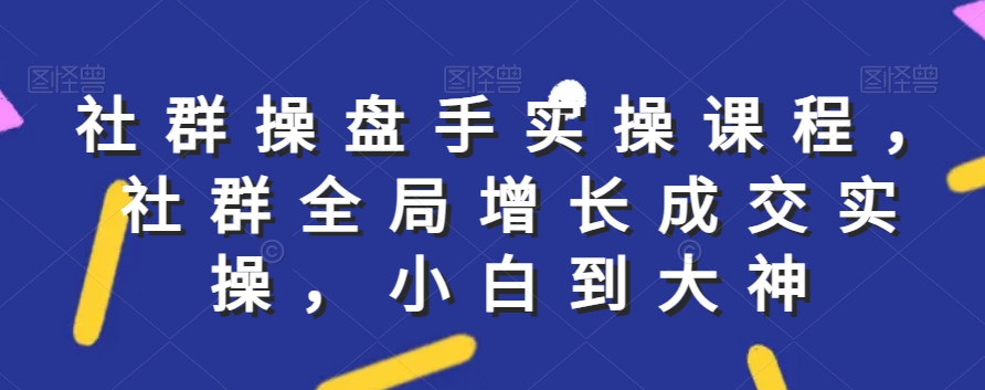 社群实操课程，社群全局增长成交实操，小白到大神-16888副业资讯