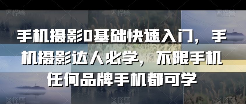 手机摄影0基础快速入门，手机摄影达人必学，不限手机任何品牌手机都可学-16888副业资讯