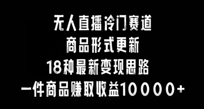 无人直播冷门赛道，商品形式更新，18种变现思路，一件商品赚取收益10000+【揭秘】-16888副业资讯
