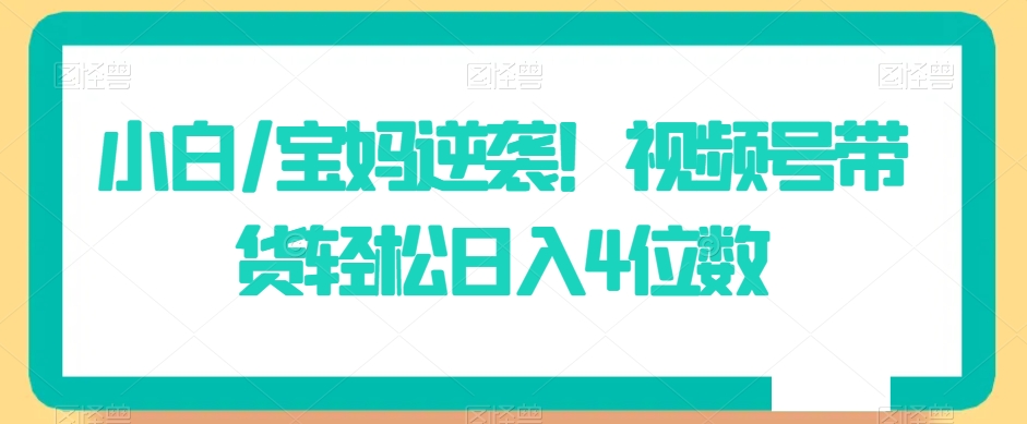 小白/宝妈逆袭！视频号带货轻松日入4位数【揭秘】-16888副业资讯