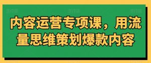 内容运营专项课,用流量思维策划爆款内容-16888副业资讯