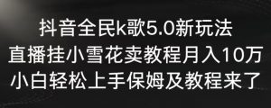 抖音全民k歌5.0新玩法，直播挂小雪花卖教程月入10万，小白轻松上手，保姆及教程来了【揭秘】-16888副业资讯