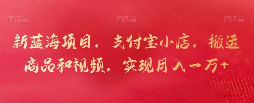 新蓝海项目，支付宝小店，搬运商品和视频，实现月入一万+【揭秘】-16888副业资讯