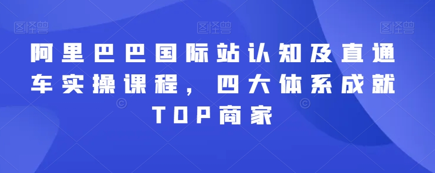 阿里巴巴国际站认知及直通车实操课程，四大体系成就TOP商家-16888副业资讯
