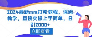 2024最新mm打粉教程，保姆教学，直接实操上手简单，日引2000+【揭秘】-16888副业资讯