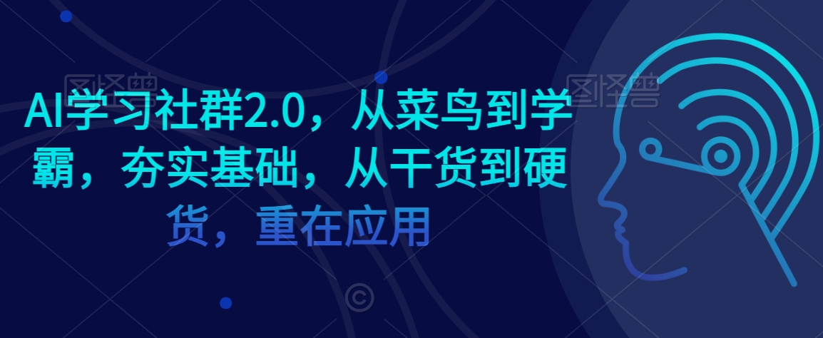 AI学习社群2.0，从菜鸟到学霸，夯实基础，从干货到硬货，重在应用-16888副业资讯