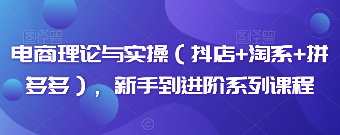 电商理论与实操（抖店+淘系+拼多多），新手到进阶系列课程-16888副业资讯