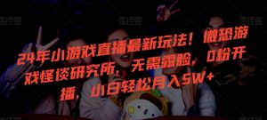 24年小游戏直播最新玩法!微恐游戏怪谈研究所,无需露脸,0粉开播,小白轻松月入5W+【揭秘】-16888副业资讯