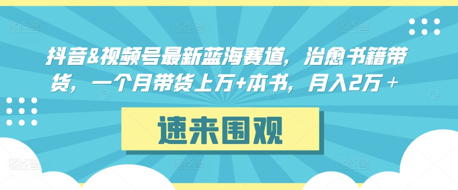 抖音&视频号最新蓝海赛道，治愈书籍带货，一个月带货上万+本书，月入2万＋【揭秘】-16888副业资讯