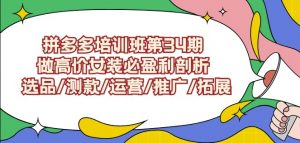 拼多多培训班第34期：做高价女装必盈利剖析选品/测款/运营/推广/拓展-16888副业资讯