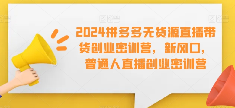 2024拼多多无货源直播带货创业密训营，新风口，普通人直播创业密训营-16888副业资讯