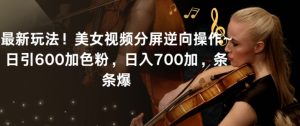 最新玩法！美女视频分屏逆向操作~日引600加色粉，日入700加，条条爆【揭秘】-16888副业资讯