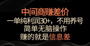 中间商赚差价,一单纯利润30+,简单无脑操作,赚的就是信息差,轻轻松松日入1000+【揭秘】-16888副业资讯