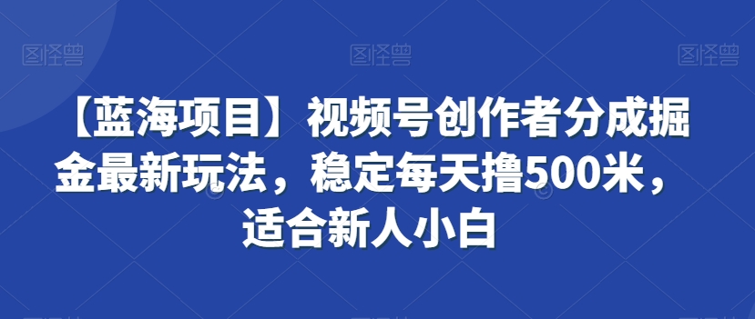 【蓝海项目】视频号创作者分成掘金最新玩法，稳定每天撸500米，适合新人小白【揭秘】-16888副业资讯