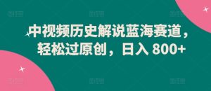 中视频历史解说蓝海赛道，轻松过原创，日入 800+【揭秘】-16888副业资讯