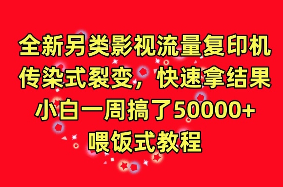 全新另类影视流量复印机，传染式裂变，快速拿结果，小白一周搞了50000+，喂饭式教程【揭秘】-16888副业资讯