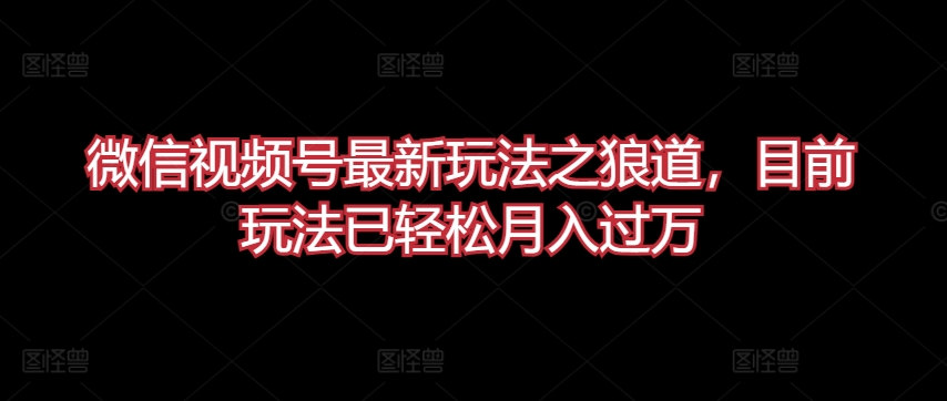微信视频号最新玩法之狼道，目前玩法已轻松月入过万【揭秘】-16888副业资讯