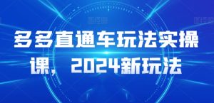 多多直通车玩法实操课,2024新玩法-16888副业资讯