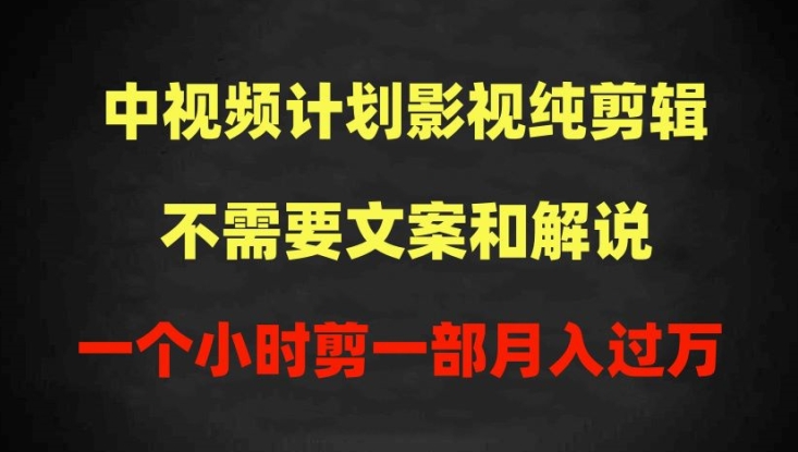 中视频计划影视纯剪辑，不需要文案和解说，一个小时剪一部，100%过原创月入过万【揭秘】-16888副业资讯