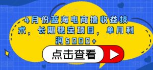 4月份蓝海电商撸收益技术，长期稳定项目，单月利润5000+【揭秘】-16888副业资讯