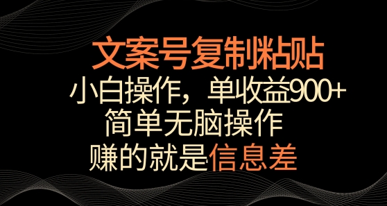 文案号掘金，简单复制粘贴，小白操作，单作品收益900+【揭秘】-16888副业资讯