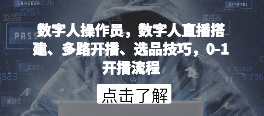 数字人操作员，数字人直播搭建、多路开播、选品技巧，0-1开播流程-16888副业资讯