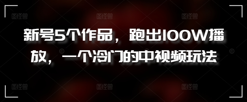 新号5个作品，跑出100W播放，一个冷门的中视频玩法【揭秘】-16888副业资讯
