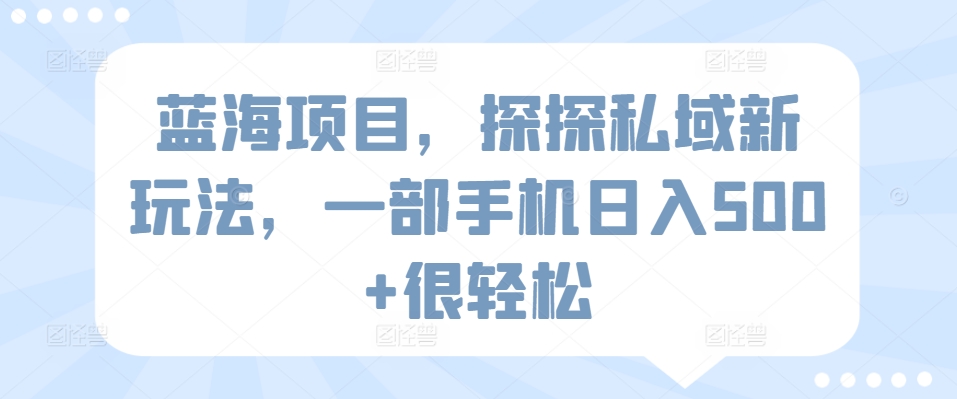 蓝海项目，探探私域新玩法，一部手机日入500+很轻松【揭秘】-16888副业资讯
