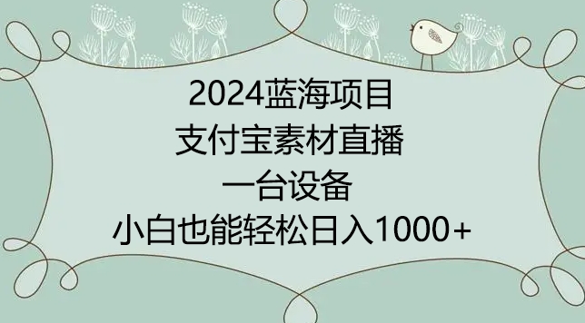 2024年蓝海项目，支付宝素材直播，无需出境，小白也能日入1000+ ，实操教程【揭秘】-16888副业资讯