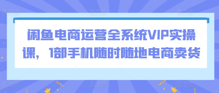闲鱼电商运营全系统VIP实操课，1部手机随时随地电商卖货-16888副业资讯