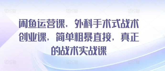 闲鱼运营课，外科手术式战术创业课，简单粗暴直接，真正的战术实战课-16888副业资讯