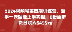 2024视频号第四期训练营，新手一天就能上手实操，0粉丝带货日收入3455元-16888副业资讯