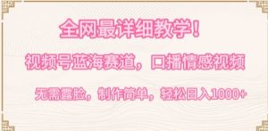 全网最详细教学,视频号蓝海赛道,口播情感视频,无需露脸,制作简单,轻松实现日入1000+【揭秘】-16888副业资讯