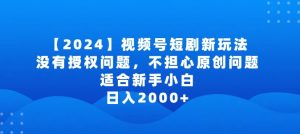 2024视频号短剧玩法，没有授权问题，不担心原创问题，适合新手小白，日入2000+【揭秘】-16888副业资讯