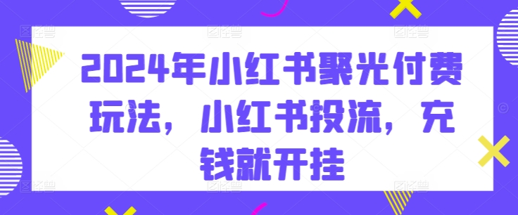 2024年小红书聚光付费玩法，小红书投流，充钱就开挂-16888副业资讯