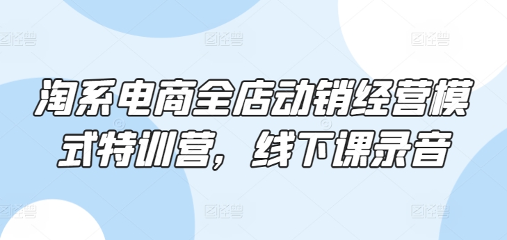 淘系电商全店动销经营模式特训营，线下课录音-16888副业资讯