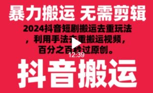 2024最新抖音搬运技术,抖音短剧视频去重,手法搬运,利用工具去重,达到秒过原创的效果【揭秘】-16888副业资讯