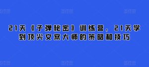 21天《子弹秘密》训练营,21天学到顶尖文案大师的策略和技巧-16888副业资讯