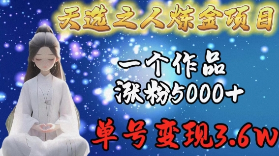 天选之人炼金项目，一个作品涨粉5000+，单号变现3.6w【揭秘】-16888副业资讯