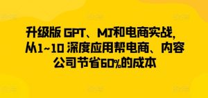 升级版 GPT、MJ和电商实战，从1~10 深度应用帮电商、内容公司节省60%的成本-16888副业资讯