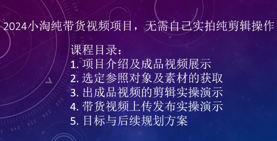 2024小淘纯带货视频项目，无需自己实拍纯剪辑操作-16888副业资讯