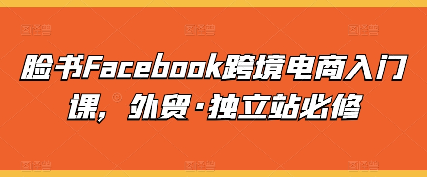 脸书Facebook跨境电商入门课，外贸·独立站必修-16888副业资讯