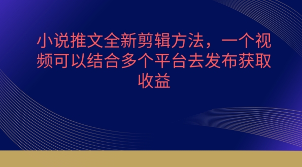 小说推文全新剪辑方法，一个视频可以结合多个平台去发布获取【揭秘】-16888副业资讯